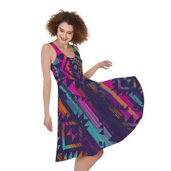 Native Tribal Aztec Pattern Print Sleeveless Knee Length Dress | Newhawaiianshirts UK