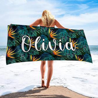 Navy Stripe Design Personalized Beach Towels Unique Nautical Theme | Newhawaiianshirts DE