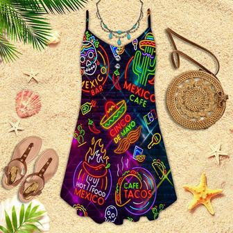 Neon Mexican Party Cinco De Mayo Spaghetti Strap Summer Dress | Newhawaiianshirts