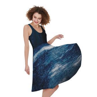 Night Forest And Moonlight Print Sleeveless Knee Length Dress | Newhawaiianshirts AU