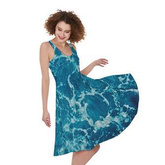 Ocean Surface Print Sleeveless Knee Length Dress | Newhawaiianshirts UK