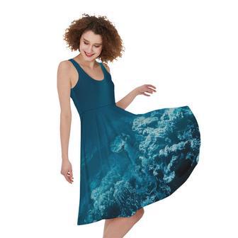 Ocean Underwater Print Sleeveless Knee Length Dress | Newhawaiianshirts CA