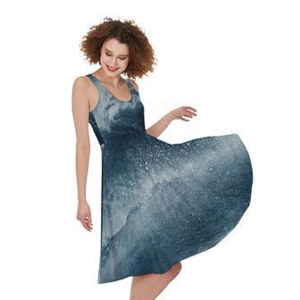 Ocean Wave Print Sleeveless Knee Length Dress | Newhawaiianshirts