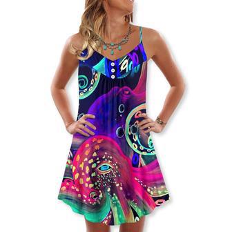 Octopus Neon Under The Sea - V-Neck Sleeveless Cami Dress | Newhawaiianshirts