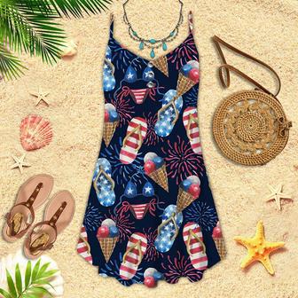 Of Day Beach Slippers Fireworks Spaghetti Strap Summer Dress | Newhawaiianshirts AU