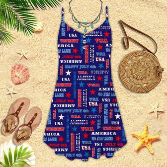 Of July America Star Spaghetti Strap Summer Dress | Newhawaiianshirts CA