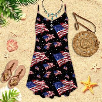 Of July American Flag Spaghetti Strap Summer Dress | Newhawaiianshirts UK