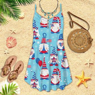 Of July Cute Patriotic Usa Gnomes Spaghetti Strap Summer Dress | Newhawaiianshirts CA