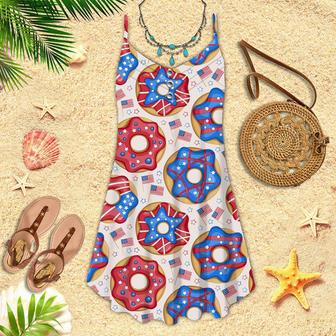 Of July Donuts America Spaghetti Strap Summer Dress | Newhawaiianshirts CA