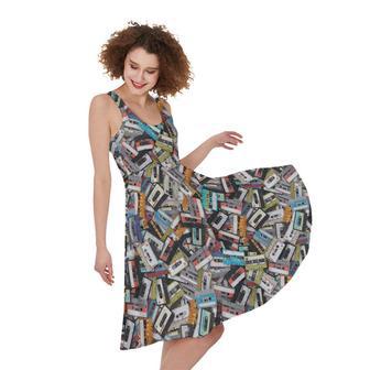 Old Cassette Tape Print Sleeveless Knee Length Dress | Newhawaiianshirts CA