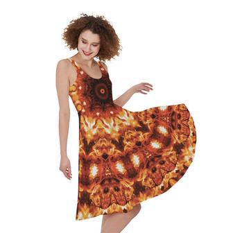 Orange Kaleidoscope Print Sleeveless Knee Length Dress | Newhawaiianshirts UK