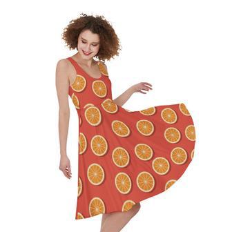 Orange Slices Pattern Print Sleeveless Knee Length Dress | Newhawaiianshirts UK