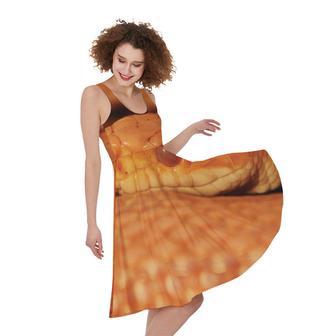 Orange Snake Print Sleeveless Knee Length Dress | Newhawaiianshirts DE