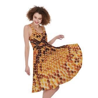 Orange Snakeskin Print Sleeveless Knee Length Dress | Newhawaiianshirts AU