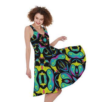 Ornament Psychedelic Trippy Print Sleeveless Knee Length Dress | Newhawaiianshirts AU