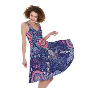 Ornamental Paisley Mandala Print Sleeveless Knee Length Dress | Newhawaiianshirts AU