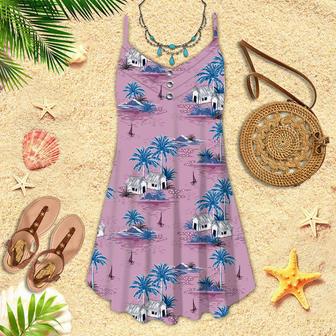 Palm Tree Beach Summer Spaghetti Strap Summer Dress | Newhawaiianshirts CA