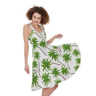 Palm Tree Pattern Print Sleeveless Knee Length Dress | Newhawaiianshirts UK