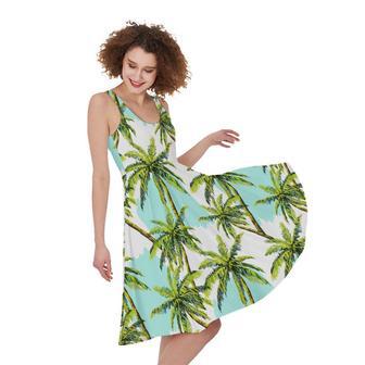 Palm Tree Tropical Pattern Print Sleeveless Knee Length Dress | Newhawaiianshirts