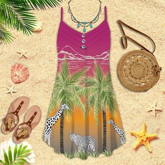 Palm Trees Tropical Spaghetti Strap Summer Dress | Newhawaiianshirts CA