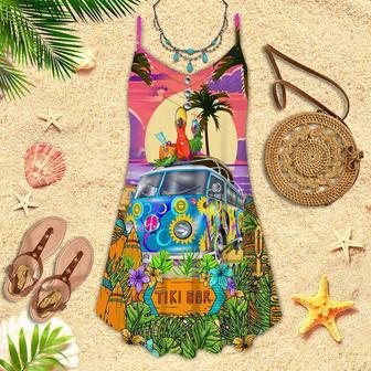 Parrots Tiki On Hippie Bus Spaghetti Strap Summer Dress | Newhawaiianshirts