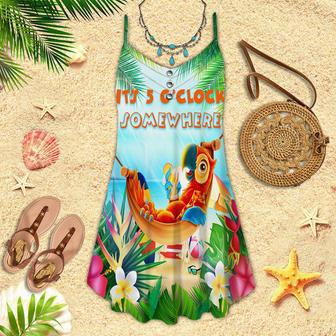 Party Parrot It's 5 O'Clock Somewhere Spaghetti Strap Summer Dress | Newhawaiianshirts UK