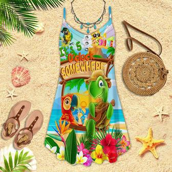 Party Parrot It's 5 O'Clock Somewhere Summer Spaghetti Strap Summer Dress | Newhawaiianshirts AU