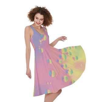 Pastel Acid Melt Print Sleeveless Knee Length Dress | Newhawaiianshirts