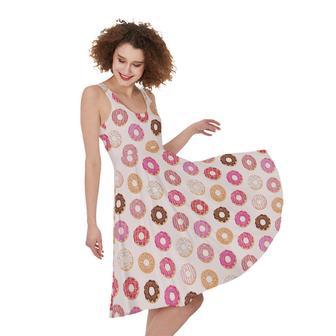 Pastel Donut Pattern Print Sleeveless Knee Length Dress | Newhawaiianshirts DE