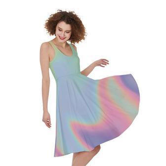 Pastel Holographic Print Sleeveless Knee Length Dress | Newhawaiianshirts DE