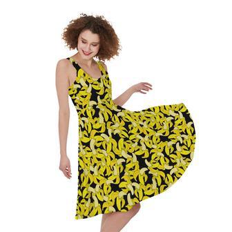 Peeled Banana Pattern Print Sleeveless Knee Length Dress | Newhawaiianshirts DE