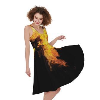 Phoenix Firebird Print Sleeveless Knee Length Dress | Newhawaiianshirts CA