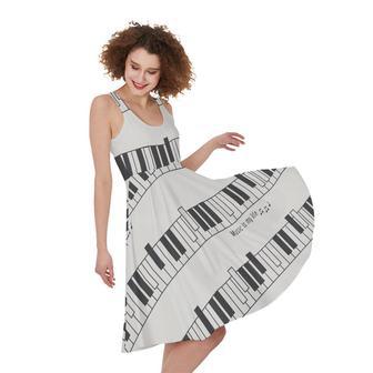 Piano Pattern Print Sleeveless Knee Length Dress | Newhawaiianshirts DE