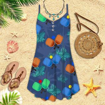 Pickleball Tropical Spaghetti Strap Summer Dress | Newhawaiianshirts