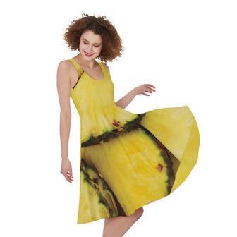 Pineapple Slices Print Sleeveless Knee Length Dress | Newhawaiianshirts