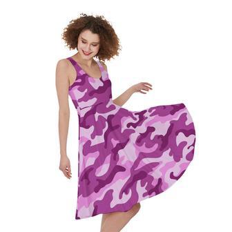 Pink Camouflage Print Sleeveless Knee Length Dress | Newhawaiianshirts