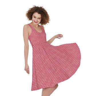 Pink Knitted Pattern Print Sleeveless Knee Length Dress | Newhawaiianshirts CA