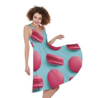 Pink Macarons Print Sleeveless Knee Length Dress | Newhawaiianshirts CA