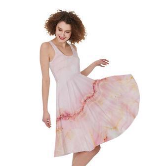 Pink Marble Print Sleeveless Knee Length Dress | Newhawaiianshirts