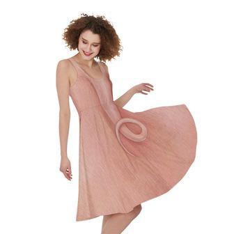 Pink Pig Tail Print Sleeveless Knee Length Dress | Newhawaiianshirts