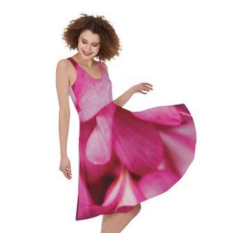 Pink Plumeria Flower Print Sleeveless Knee Length Dress | Newhawaiianshirts CA