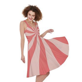 Pink Psychedelic Swirl Print Sleeveless Knee Length Dress | Newhawaiianshirts