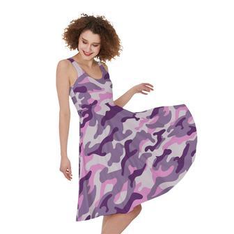 Pink Purple And Grey Camouflage Print Sleeveless Knee Length Dress | Newhawaiianshirts CA