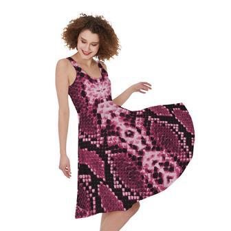 Pink Python Snakeskin Print Sleeveless Knee Length Dress | Newhawaiianshirts