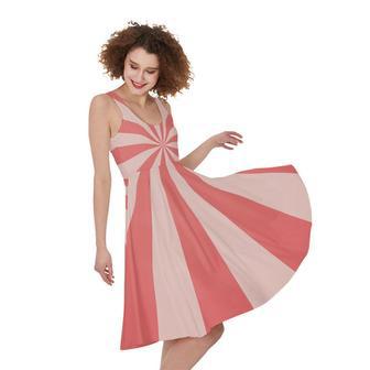 Pink Radial Rays Print Sleeveless Knee Length Dress | Newhawaiianshirts AU