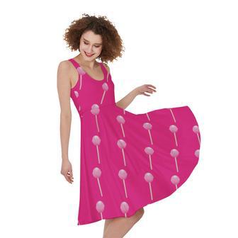 Pink Sweet Lollipop Pattern Print Sleeveless Knee Length Dress | Newhawaiianshirts UK