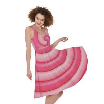 Pink Swirl Lollipop Print Sleeveless Knee Length Dress | Newhawaiianshirts AU