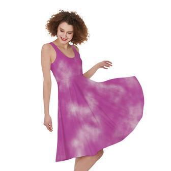 Pink Tie Dye Print Sleeveless Knee Length Dress | Newhawaiianshirts UK