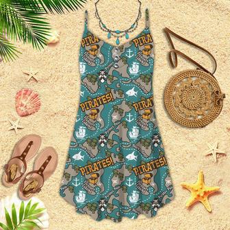 Pirates Treasure Island Seamless Spaghetti Strap Summer Dress | Newhawaiianshirts