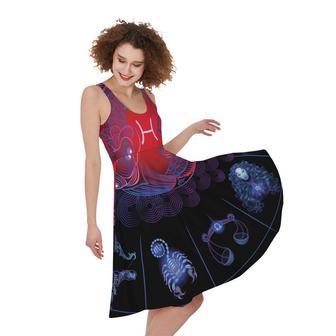 Pisces And Astrological Signs Print Sleeveless Knee Length Dress | Newhawaiianshirts AU